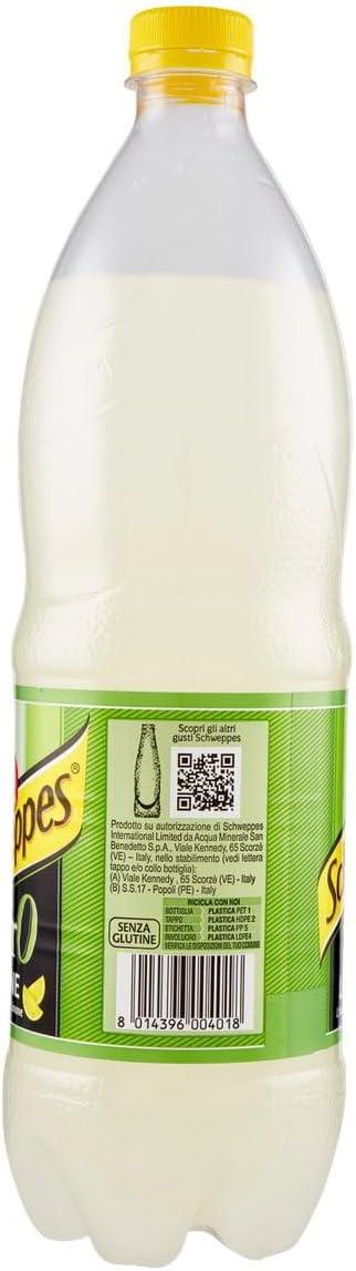 imageSchweppes Limone Zero Lot de 12 boissons gazeuses sans sucre ajout au citron 1000 ml