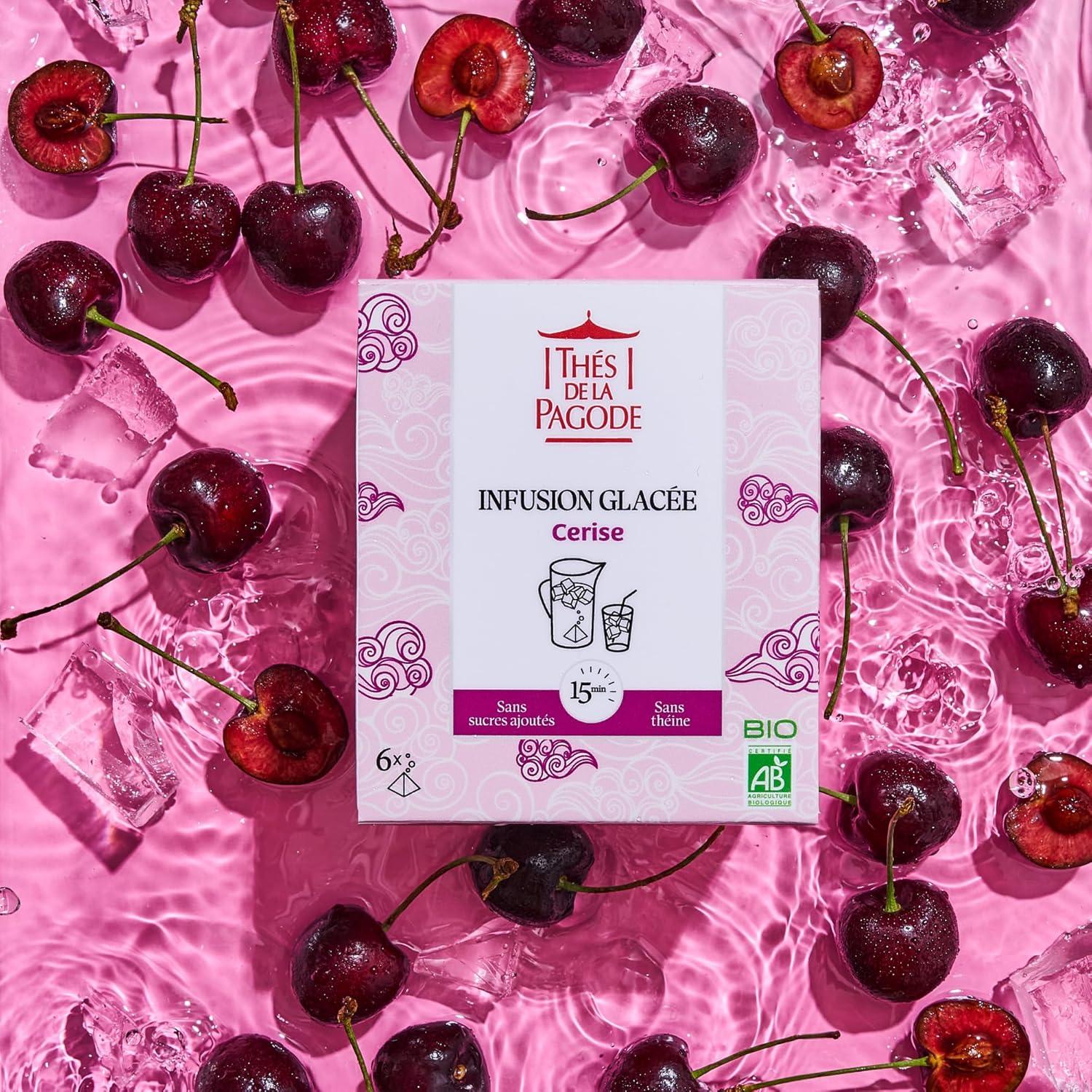 imageThs de La Pagode Infusion Glace Bio Pche Prparation Froid en 15mn Boisson Fruite sans Sucre Ajout ni Thine Agriculture Biologique 6 SachetsCerise