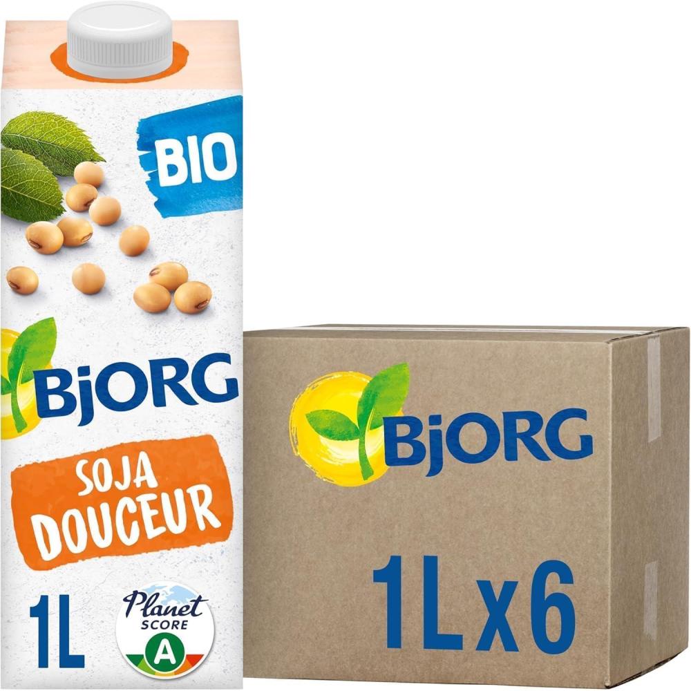 imageBJORG Boisson Vgtale Soja Sans Sucres Boisson Bio Riche en Protines 1 L x 6Douceur