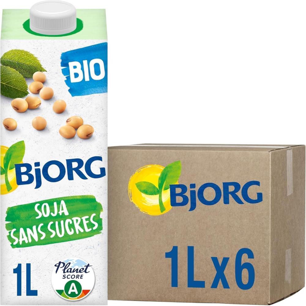 imageBJORG Boisson Vgtale Soja Sans Sucres Boisson Bio Riche en Protines 1 L x 6Sans Sucres
