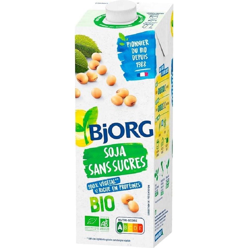 imageBJORG Boisson Vgtale Soja Sans Sucres Boisson Bio Riche en Protines 1 L x 6Soja Nature 1Lx6