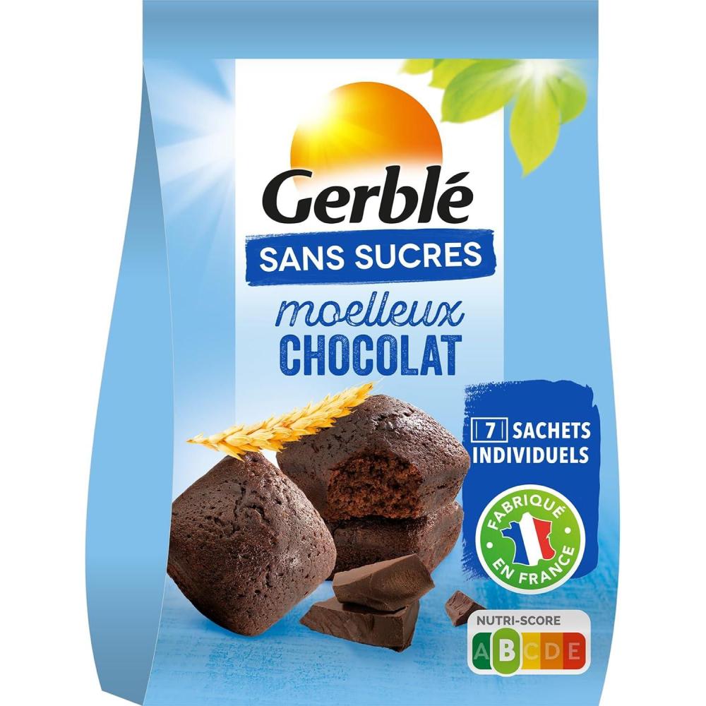 imageGerbl Moelleux Saveur Citron Sans Sucres Gteaux Moelleux au Citron Sans Huile de Palme Format Individuel Pratique 196g 7 sachetsChocolat
