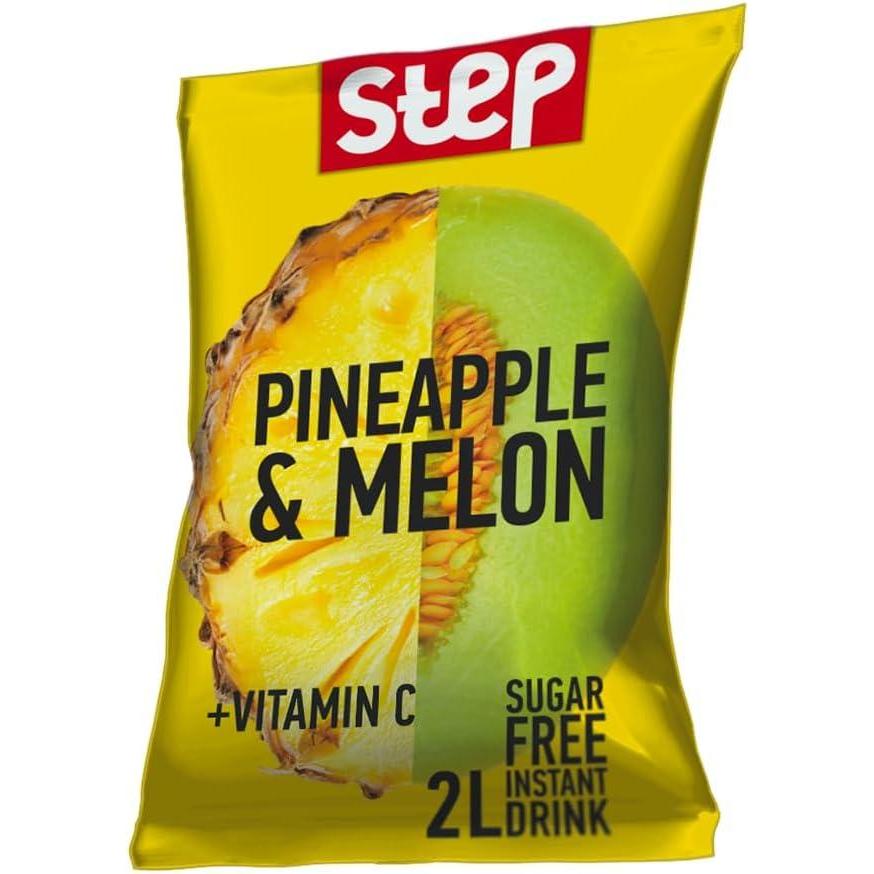 imageKENDY Step Aromatiseur deau sans sucre zro calorie prpar en poudre pour boisson instantane 24 sachets au got AmandeANANAS E MELONE