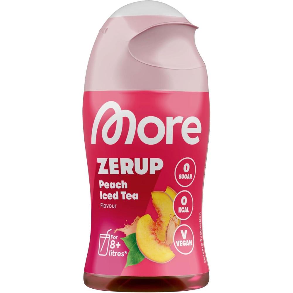 imageMore Zerup th glac la pche 65 ml pour jusqu 8 l de boisson prte lemploi sirop sans sucre avec de vrais extraits de fruits vgtalien zro calories fabriqu en AllemagnePeach Ice Tea