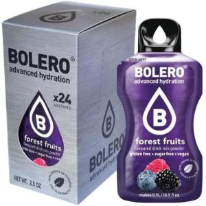 Bolero FOREST FRUITS 24x3g | Jus en poudre sans sucre, édulcoré à la stévia + vitamine C | pour enfants et sportifs | sans gluten, végétalien | le goût des fruits des bois