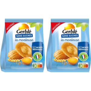 Gerblé Moelleux Saveur Citron Sans Sucres – Gâteaux Moelleux au Citron, Sans Huile de Palme, Format Individuel Pratique 196g (7 sachets)(Madeleine)