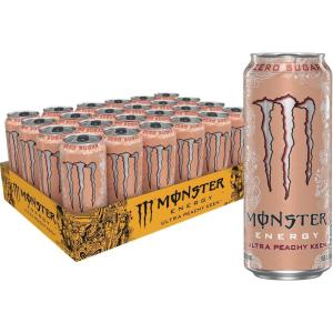 Monster Energy Ultra Fiesta Lot de 24 boissons énergisantes sans sucre à la mangue, 473 ml(Ultra Peachy Keen)
