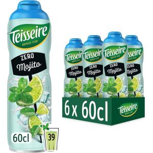 Teisseire Zéro Sucre, Sirop Saveur Mojito pour Cocktail et Cocktail sans Alcool, Boisson rafraîchissante, Bidon 6x60cl