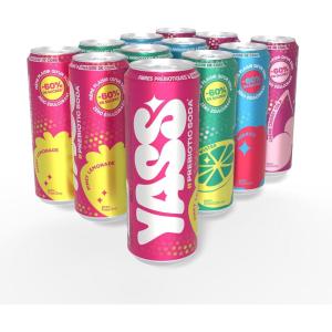 YASS Soda Prébiotique-Pack découverte (RED&rsquo;N BLUE BERRIES -CITRUS TWISTER- CHERRY COLA -PINKY LEMONADE)- Le Soda Sain & Stylé qui Prend Soin de Ton Ventre -12 canettes de 33cl