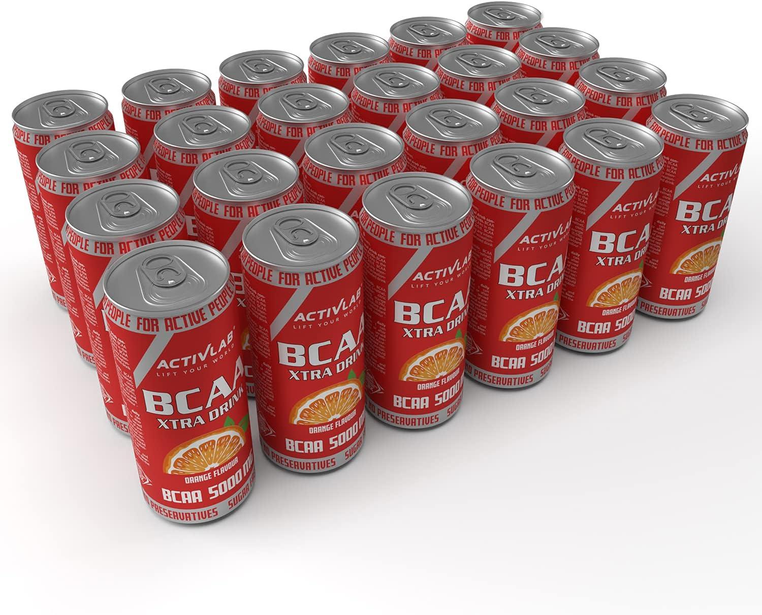 imageActivlab BCAA Xtra Drink bote 330 ml acides amins Lot de 24 botes de 330 ml 5000 mg de BCAA dans 1 bote sans sucre got orange rgnration du corps et endurance