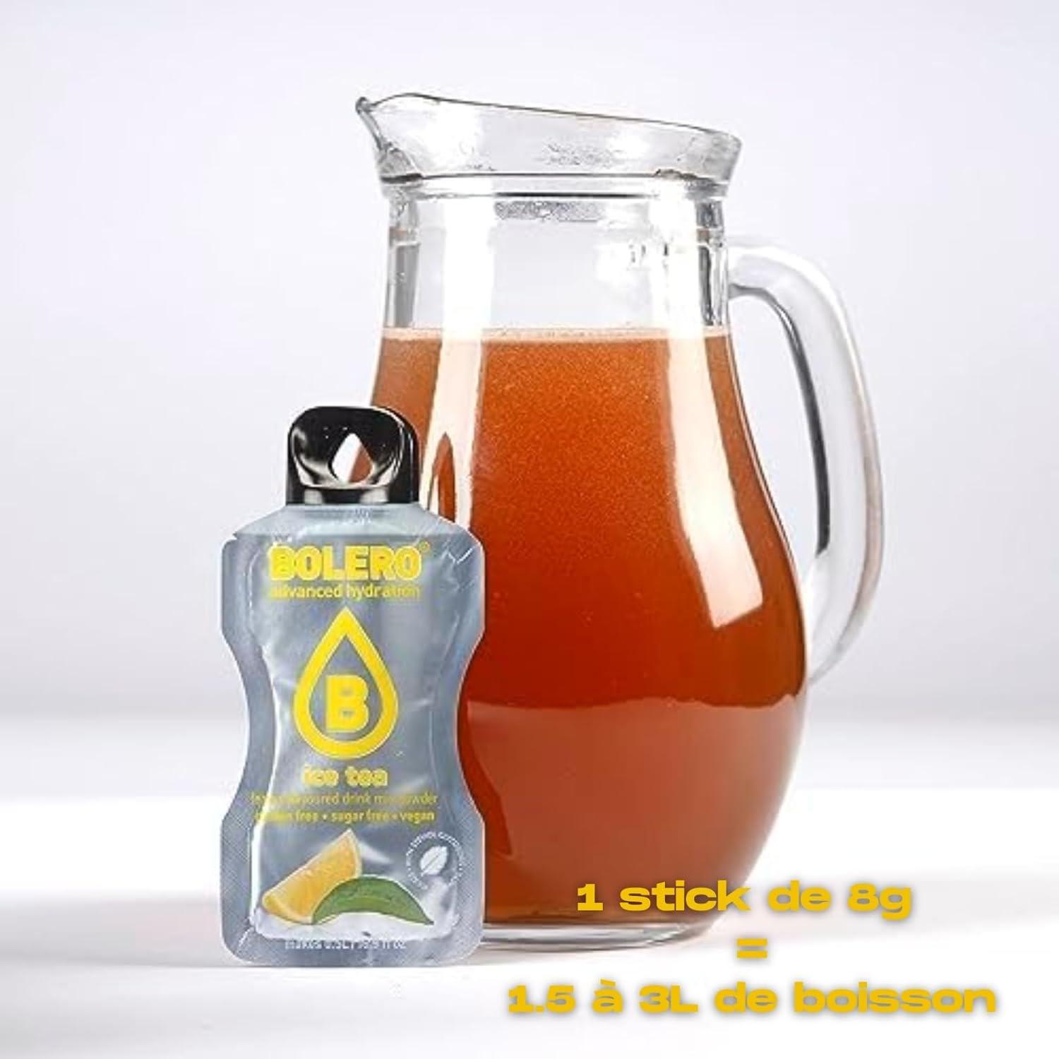 imageBOLERO ICE TEA Pche 10 sticks 8g de Poudre pour Boisson sans sucre la Stevia Sans Conservateur ni colorants artificiels Faible en calories il convient pour toute la FamilleIce Tea Citron