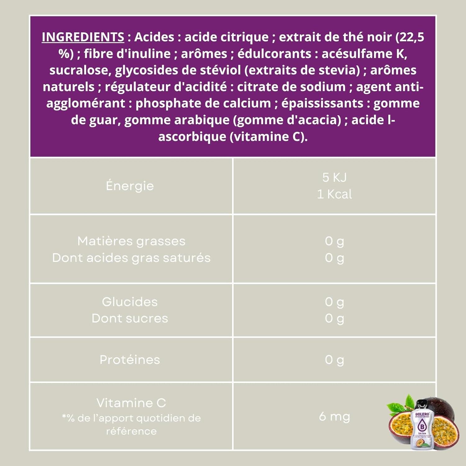 imageBOLERO ICE TEA Pche 10 sticks 8g de Poudre pour Boisson sans sucre la Stevia Sans Conservateur ni colorants artificiels Faible en calories il convient pour toute la FamilleIce Tea Passion