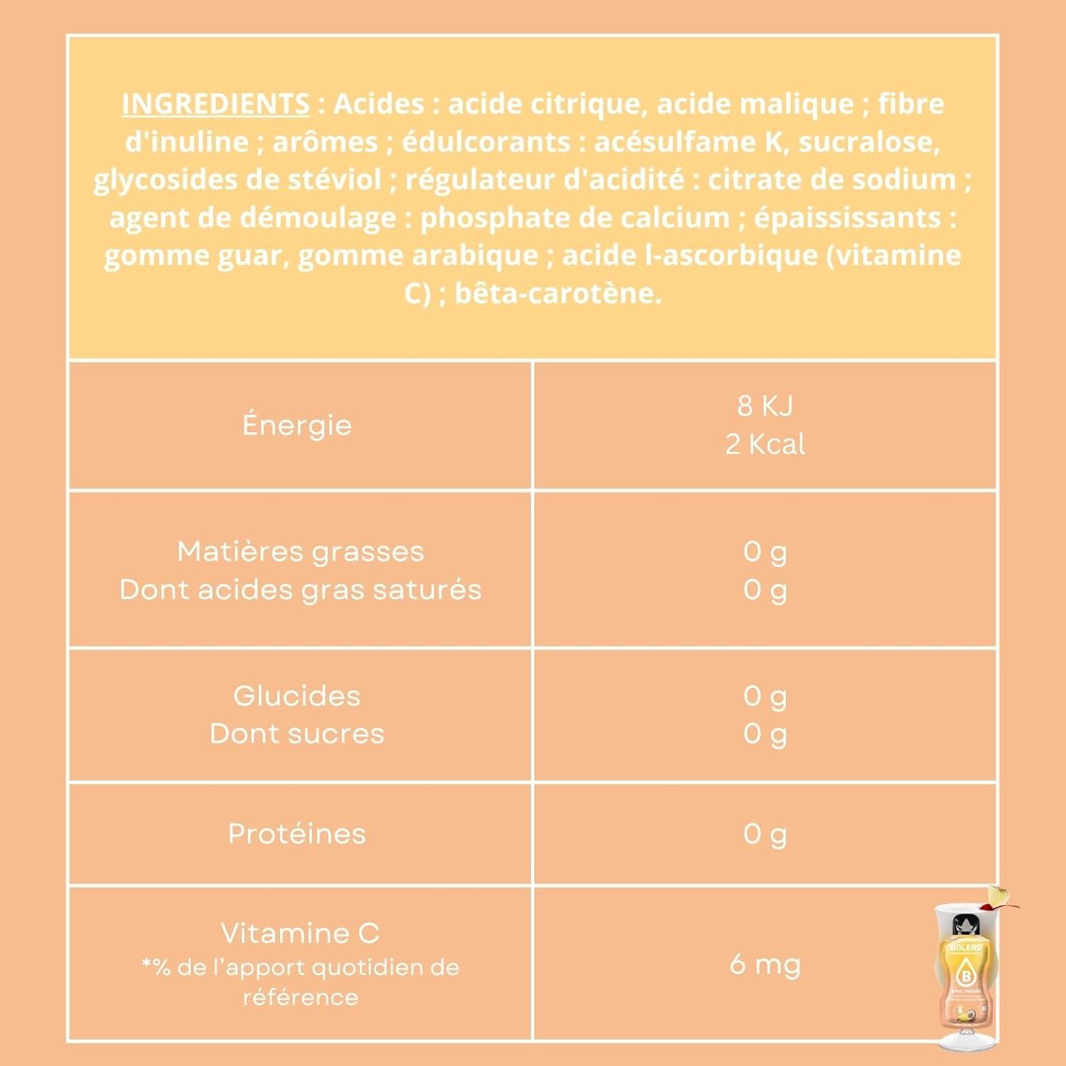 imageBOLERO Pina Colada 10 sticks 9g de Poudre pour Boisson sans sucre la Stevia Sans Conservateur ni colorants artificiels Faible en calories il convient pour toute la FamillePina Colada