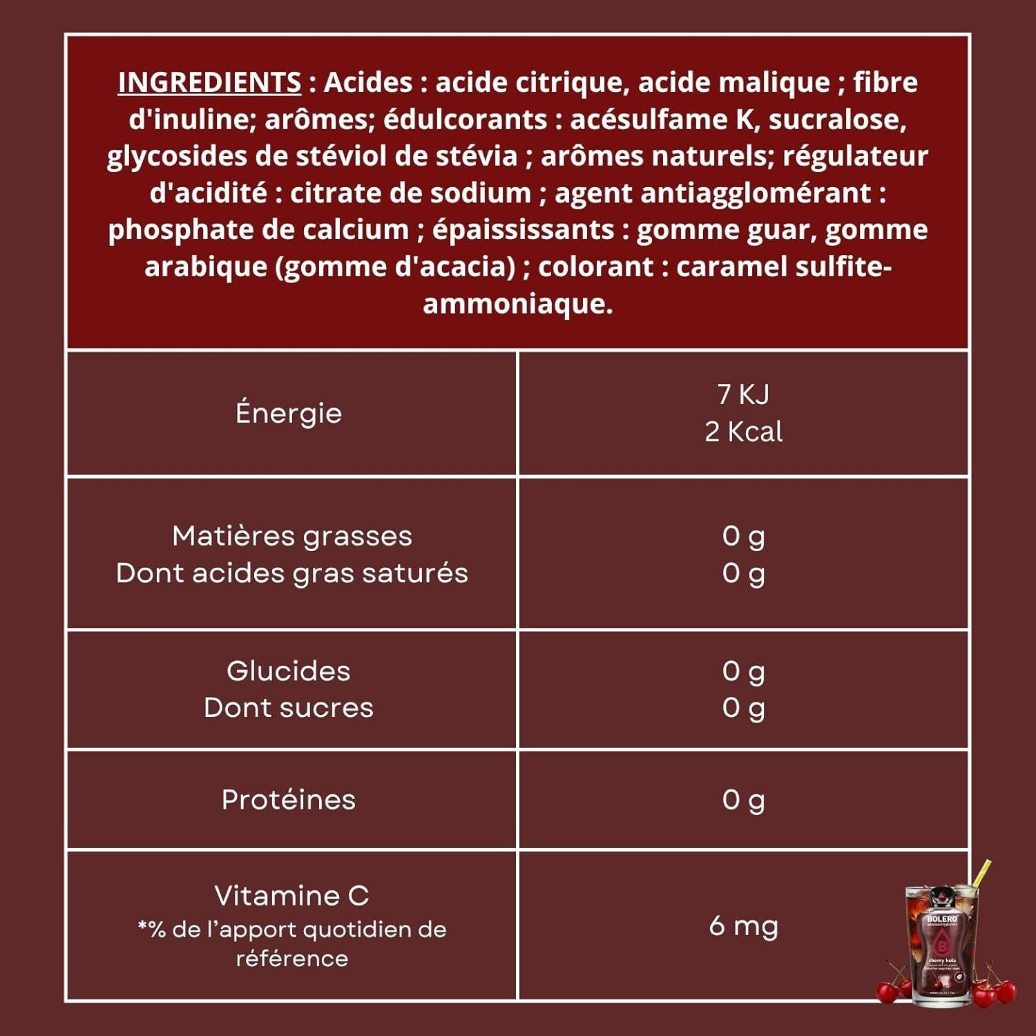imageBOLERO Pina Colada 10 sticks 9g de Poudre pour Boisson sans sucre la Stevia Sans Conservateur ni colorants artificiels Faible en calories il convient pour toute la FamilleCola cerise