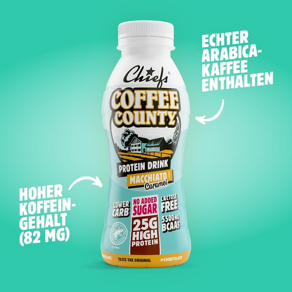 imageBoisson protine Chiefs Milkshake Chocolate Sans sucre ajout et sans lactose Riche en protines avec 26 g de protine Bouteilles de 8 x 330 ml Dlicieux got crmeuxCaf