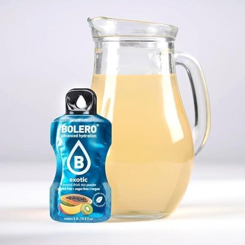 imageBolero boissons EXOTIC MIX STICKS 24x3g I boisson rafrachissante en poudre sans sucre dulcore la stvia boisson hypocalorique la vitamine C