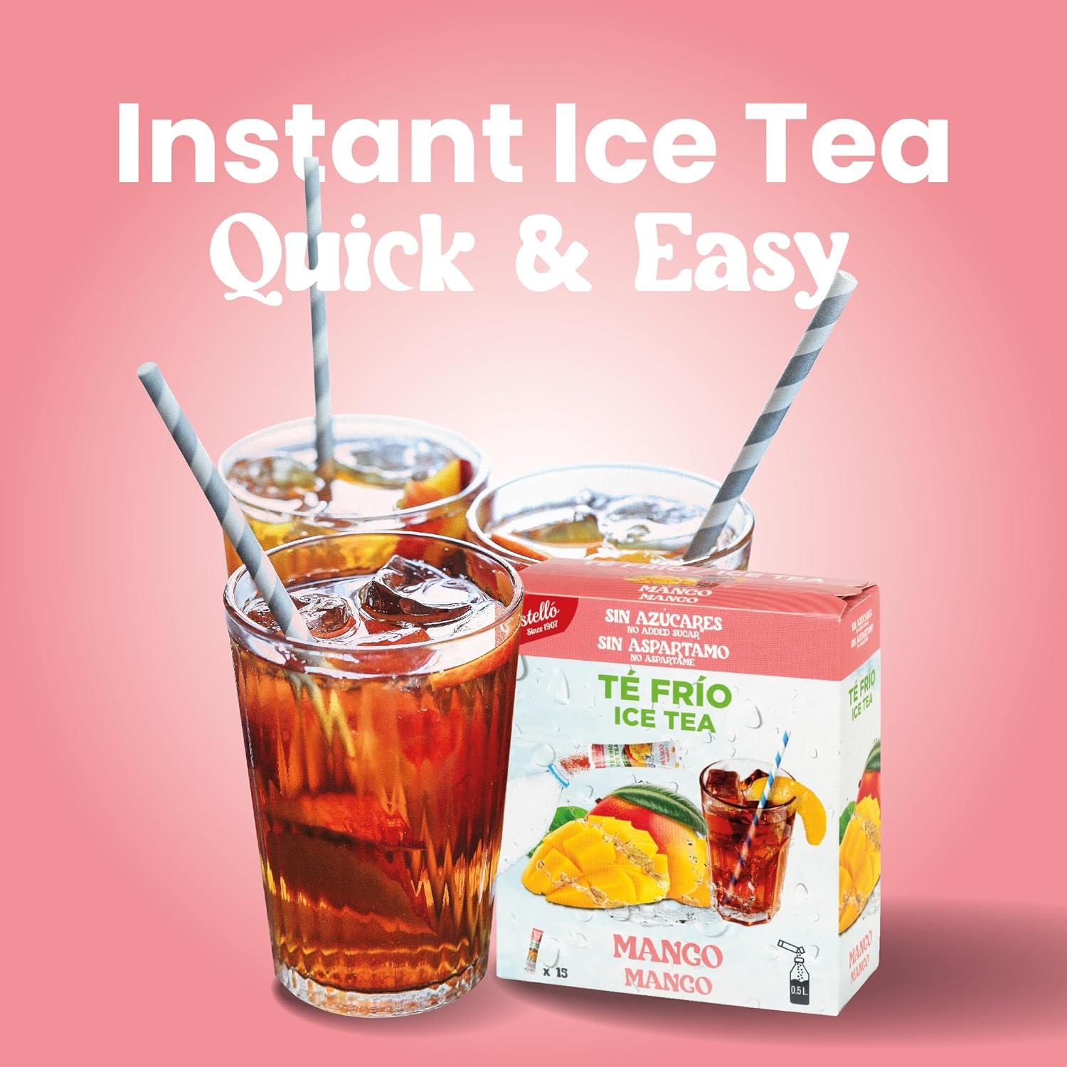 imageCastello since 1907 Th Glac Ice Tea Iced Tea Zro en Sachets Mangue Total 36 Sachets 1 Sachet 500 ml de Boisson Zro Calorie Sans Sucres Sans Aspartame