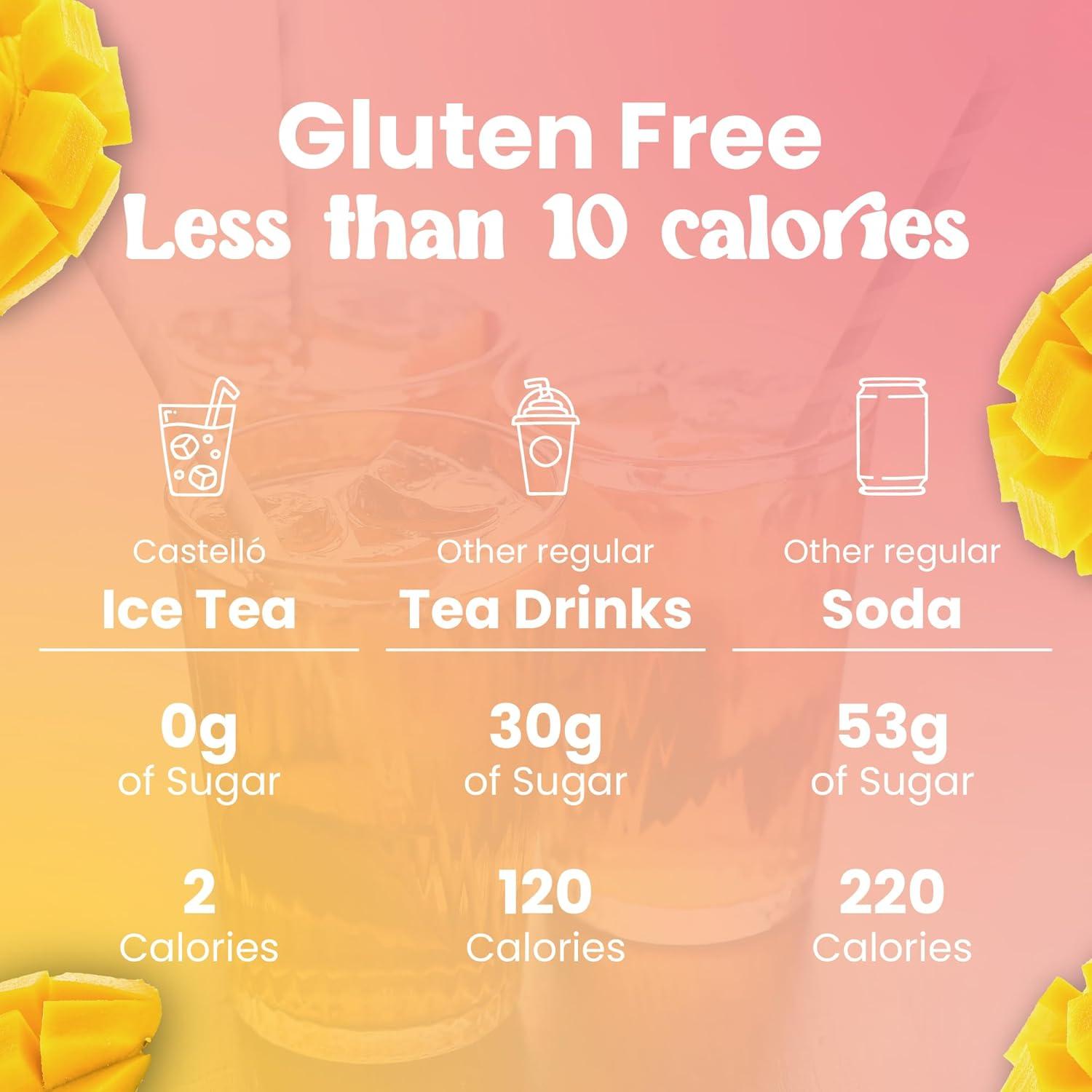 imageCastello since 1907 Th Glac Ice Tea Iced Tea Zro en Sachets Mangue Total 36 Sachets 1 Sachet 500 ml de Boisson Zro Calorie Sans Sucres Sans Aspartame