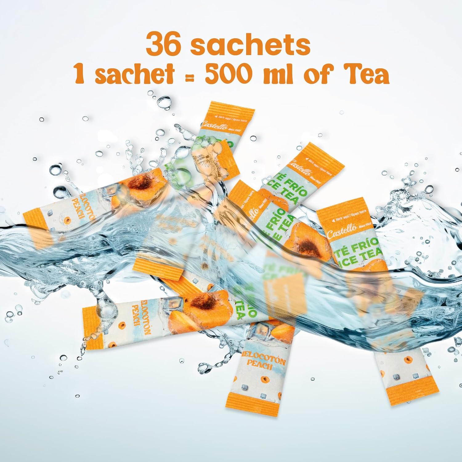 imageCastello since 1907 Th Glac Ice Tea Iced Tea Zro en Sachets Pche Total 36 Sachets 1 Sachet 500 ml de Boisson Zro Calorie Sans Sucres Sans Aspartame