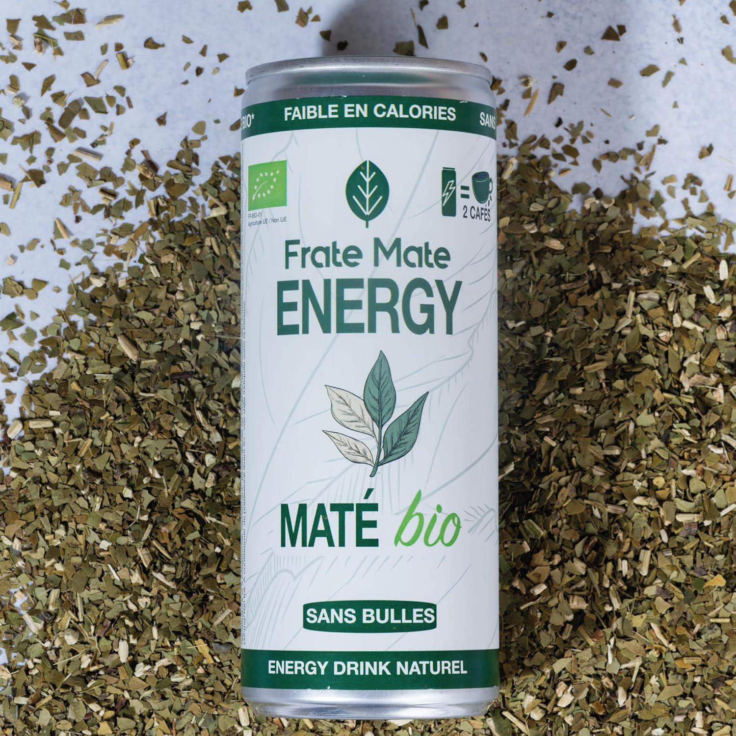 imageFRAT MAT Boisson nergisante Bio Sport Energy Drink au Mat Canettes Sans Bulles 250ml 80mg Cafine Naturelle Faible en Sucre Sans Taurine ni Armes ArtificielsTh vert