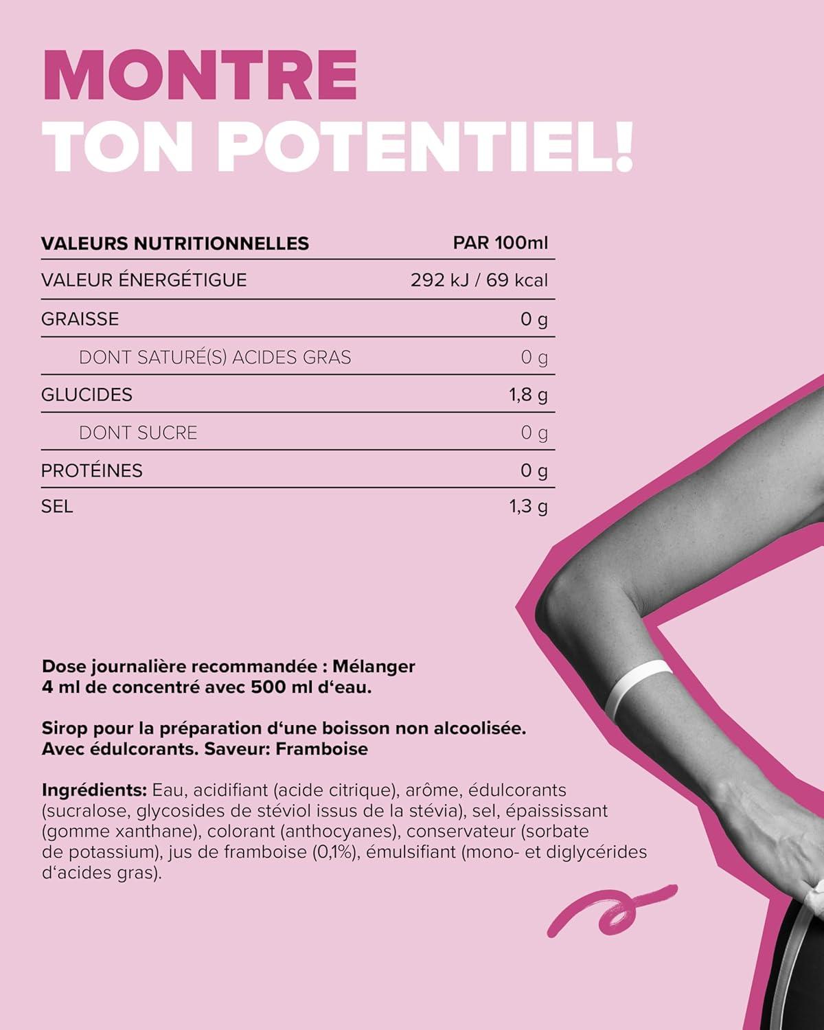 imageIronMaxx SqueeZero Sirop sans sucre ampamp zero calorie Pomme Verte 65ml Boisson sans sucre au got rafrachissant Prpare jusqu 8 litres de boisson zero sucreRaspberry