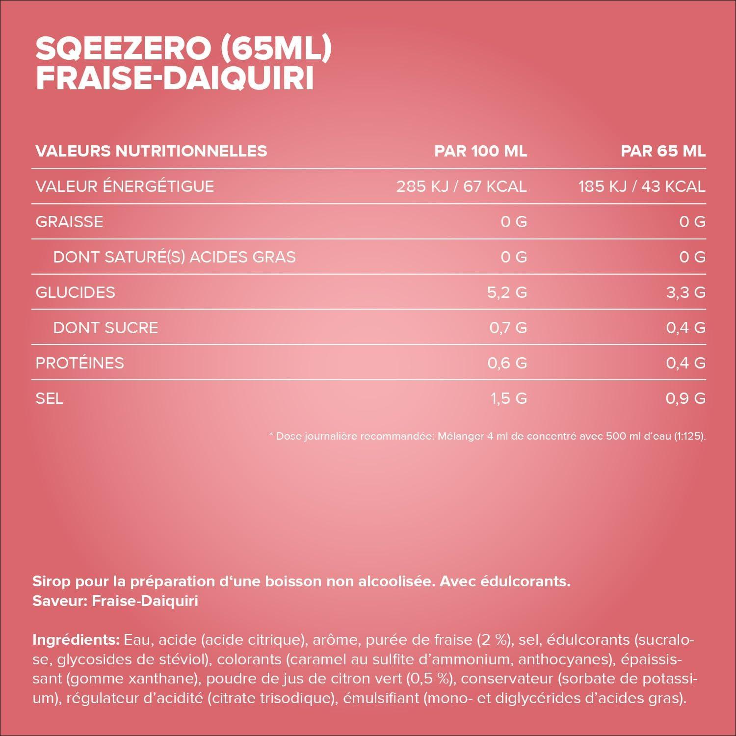 imageIronMaxx SqueeZero Sirop sans sucre ampamp zero calorie Pomme Verte 65ml Boisson sans sucre au got rafrachissant Prpare jusqu 8 litres de boisson zero sucreStrawberry Daiquiri