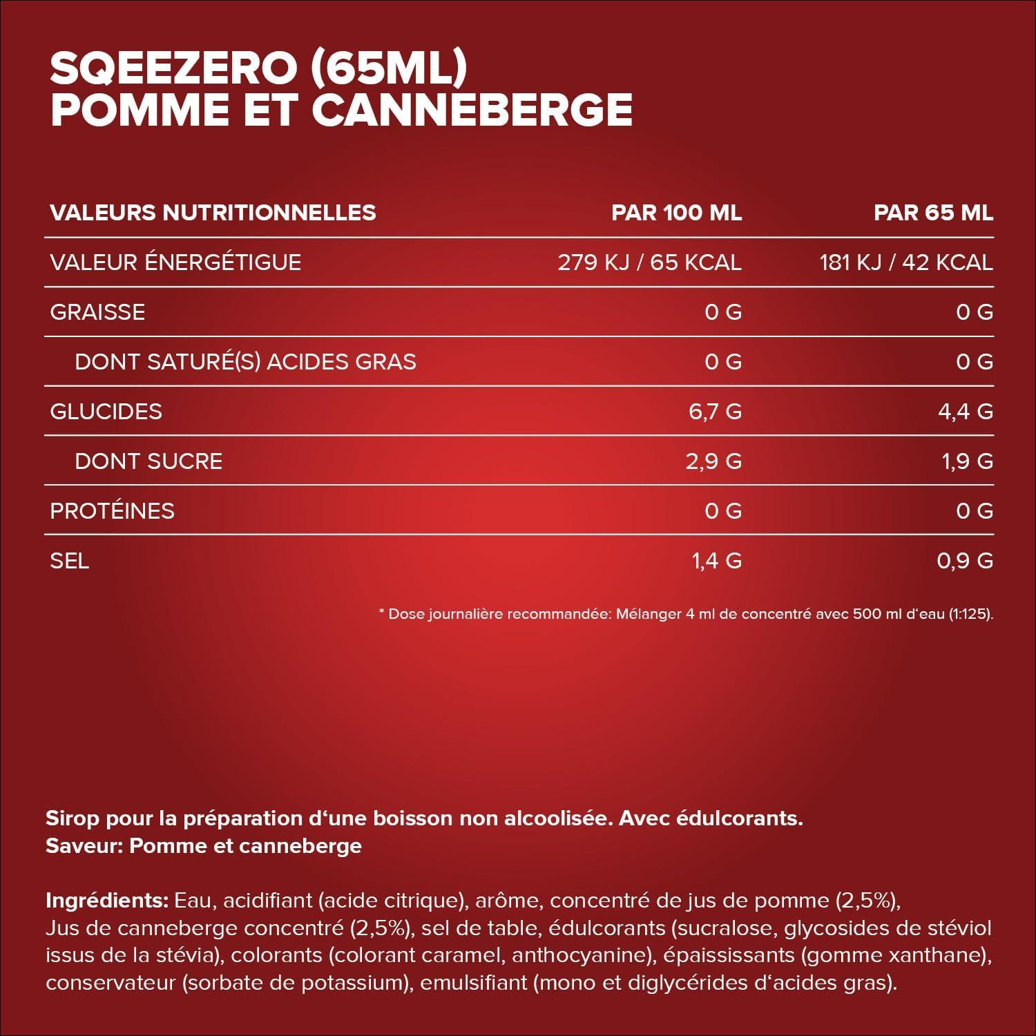 imageIronMaxx SqueeZero Sirop sans sucre ampamp zero calorie Pomme Verte 65ml Boisson sans sucre au got rafrachissant Prpare jusqu 8 litres de boisson zero sucreApple Cranberry