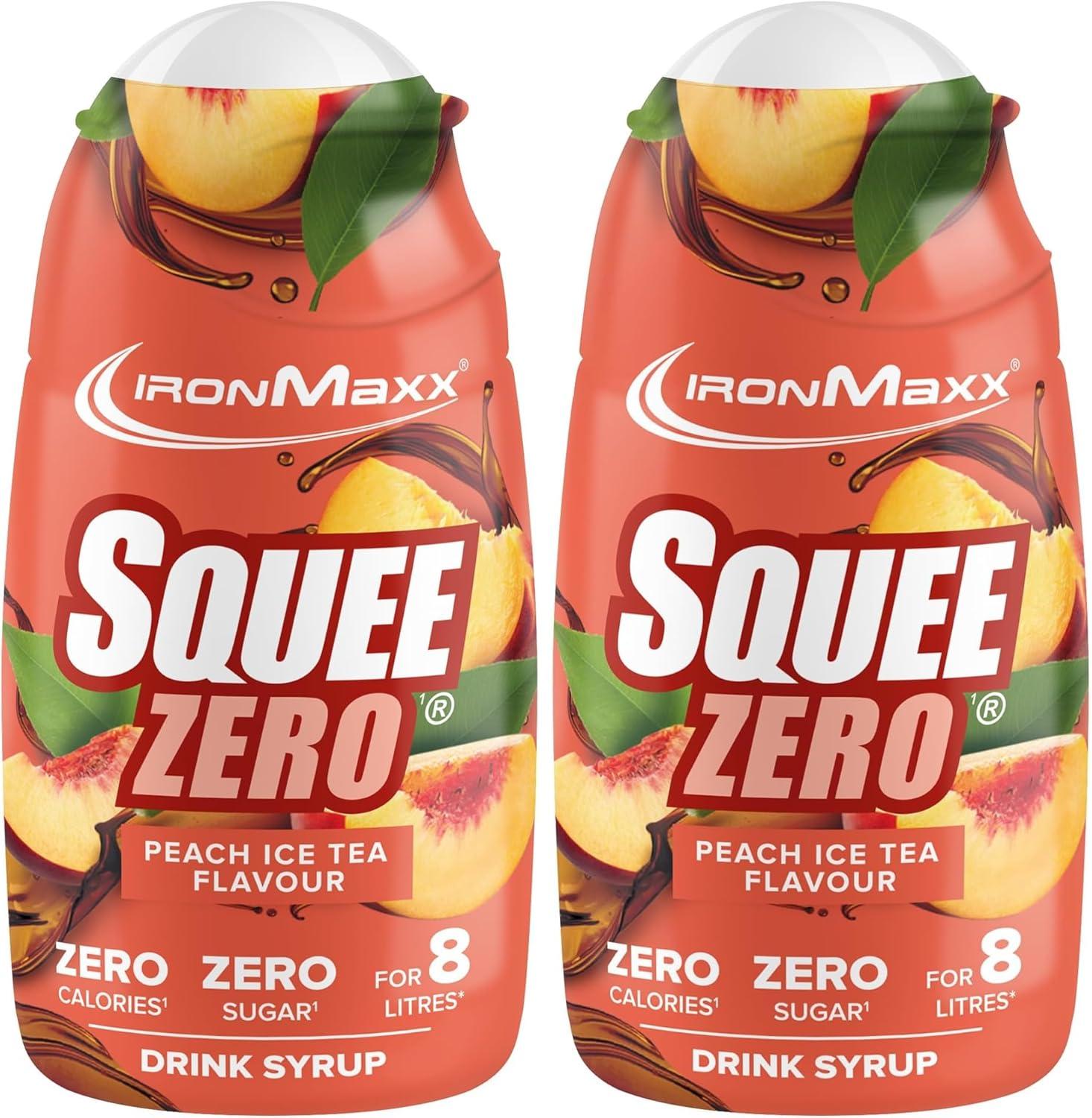 imageIronMaxx SqueeZero Sirop sans sucre ampamp zero calorie Pomme Verte 65ml Boisson sans sucre au got rafrachissant Prpare jusqu 8 litres de boisson zero sucrePeach Ice Tea