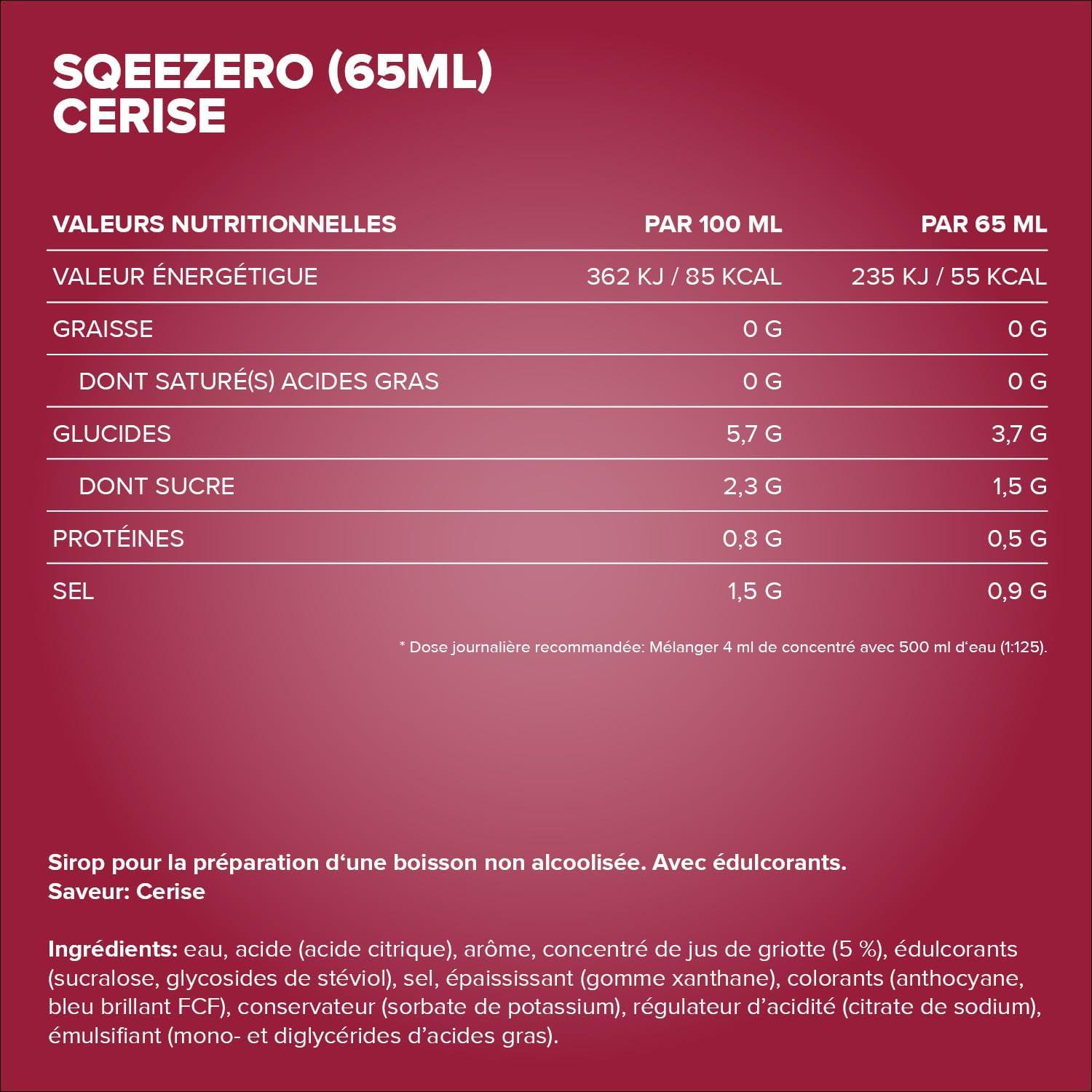 imageIronMaxx SqueeZero Sirop sans sucre ampamp zero calorie Pomme Verte 65ml Boisson sans sucre au got rafrachissant Prpare jusqu 8 litres de boisson zero sucreCherry