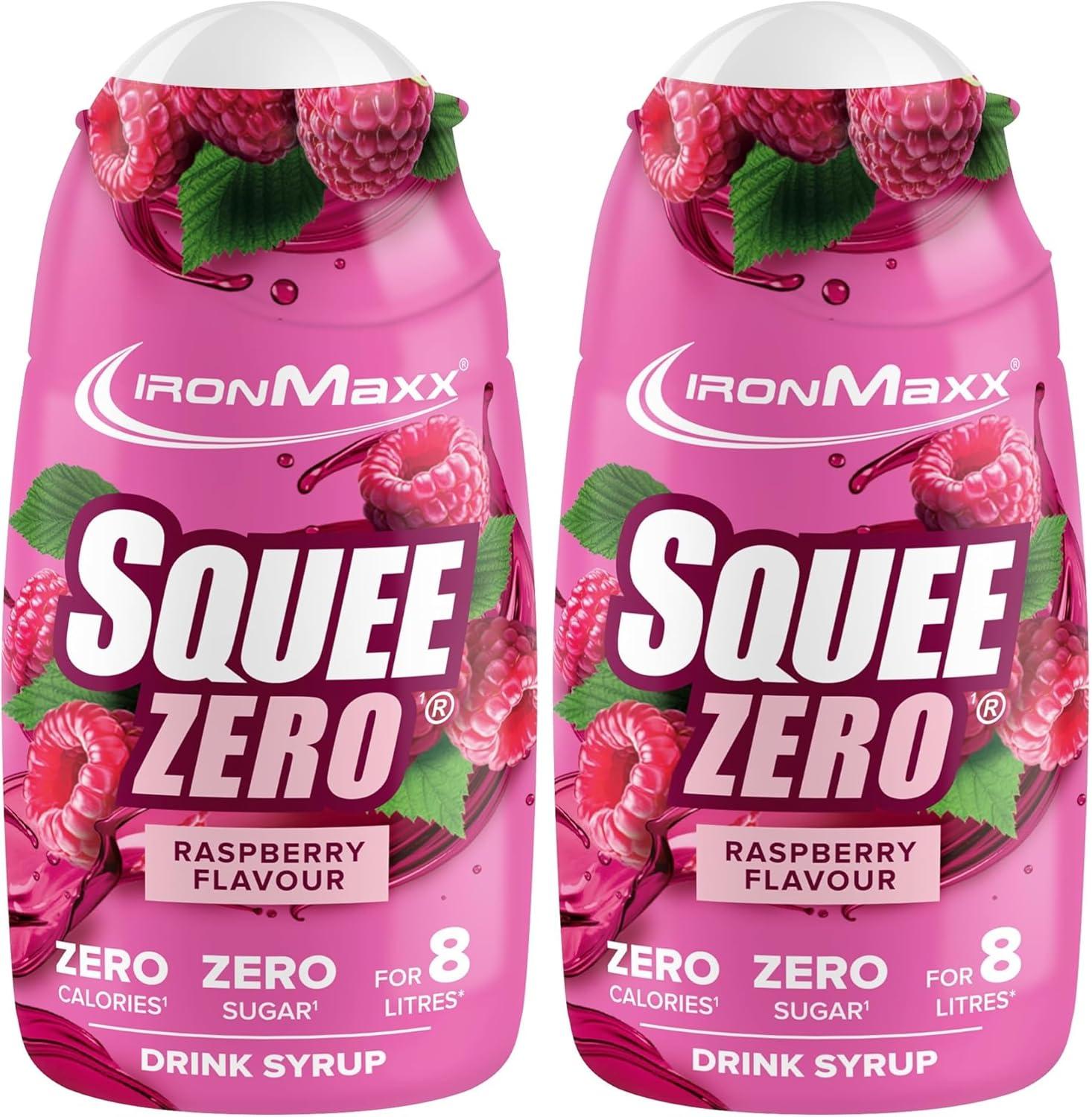 imageIronMaxx SqueeZero Sirop sans sucre ampamp zero calorie Pomme Verte 65ml Boisson sans sucre au got rafrachissant Prpare jusqu 8 litres de boisson zero sucreRaspberry