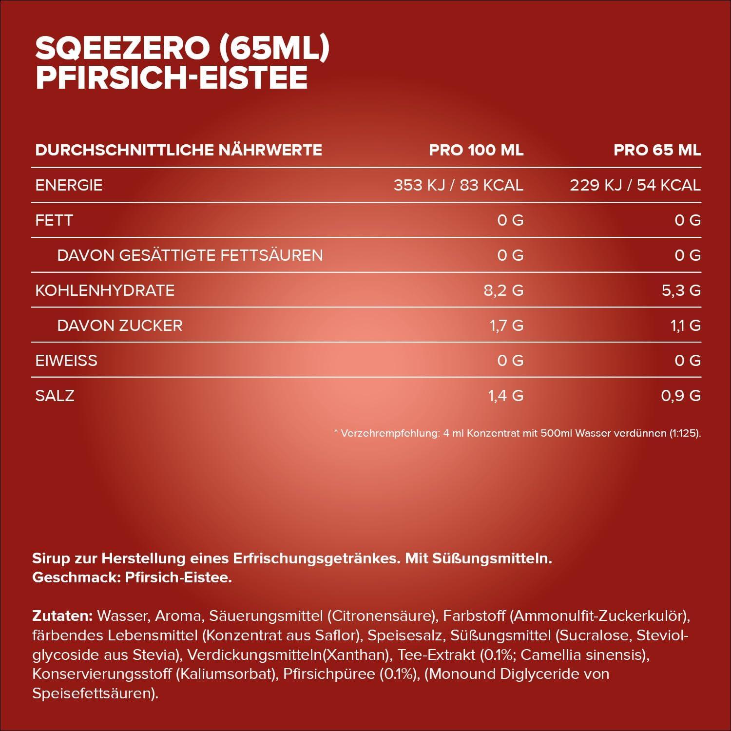 imageIronMaxx SqueeZero Sirop sans sucre ampamp zero calorie Pomme Verte 65ml Boisson sans sucre au got rafrachissant Prpare jusqu 8 litres de boisson zero sucrePeach Ice Tea