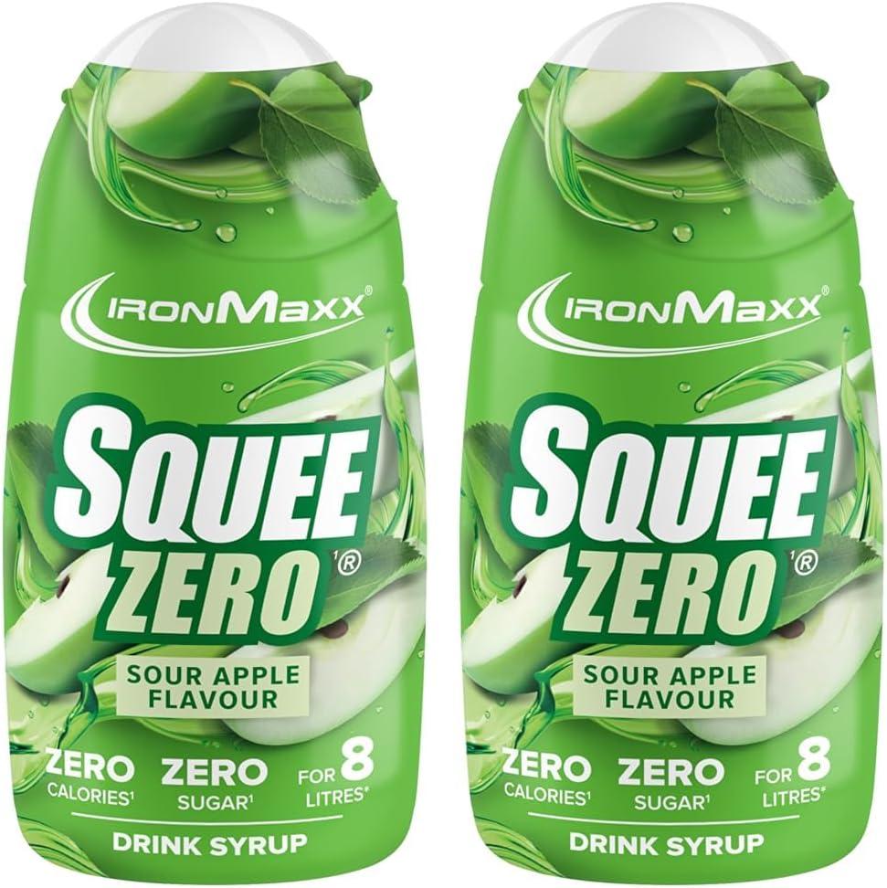 imageIronMaxx SqueeZero Sirop sans sucre ampamp zero calorie Pomme Verte 65ml Boisson sans sucre au got rafrachissant Prpare jusqu 8 litres de boisson zero sucreGreen Apple
