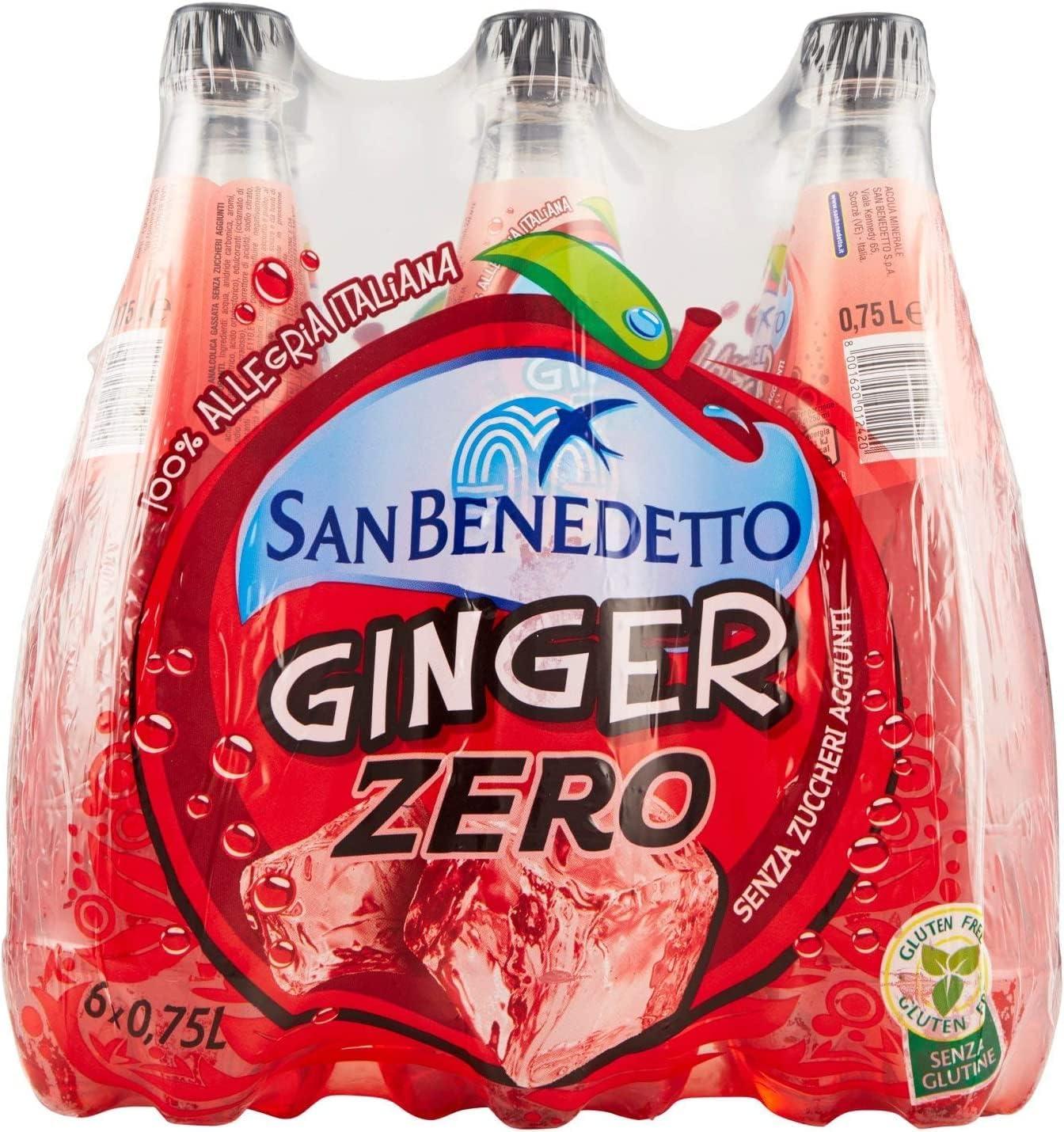 imageSan Benedetto Ginger Zero PET Lot de 12 bouteilles sans sucre 075 l