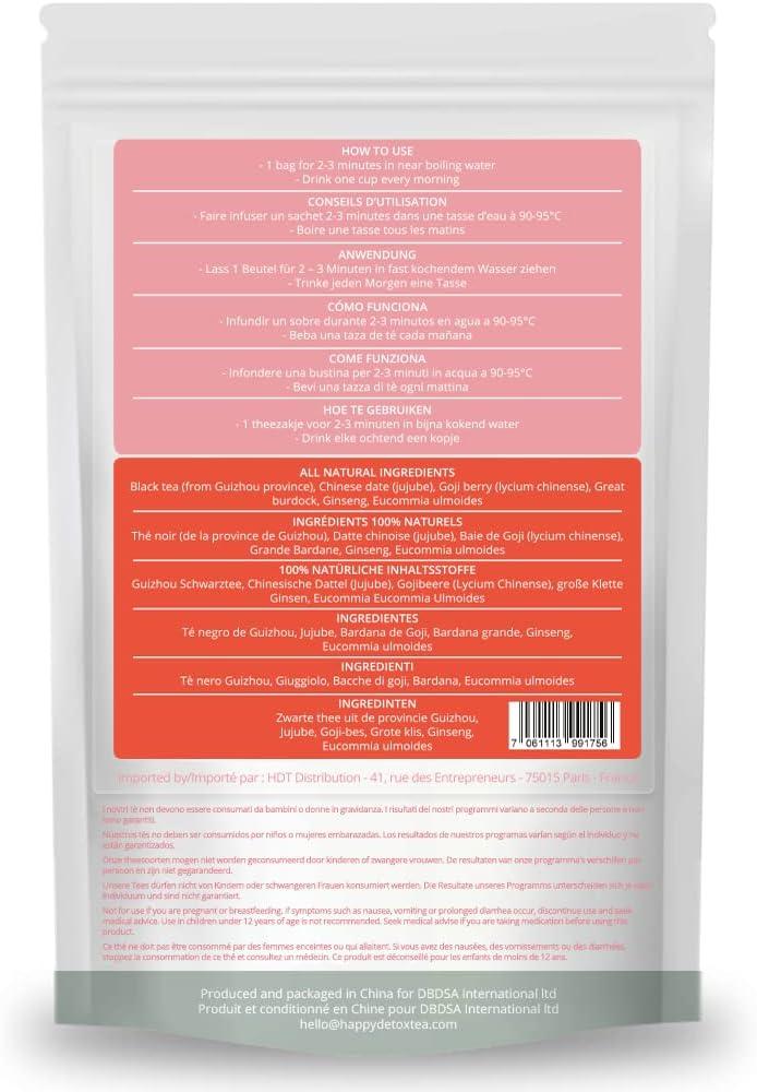 imageTh EnergyBoost Happy Detox Tea Cure de 4 semaines 28 sachets Boisson nergisante Naturelle Sans Sucre Vegan