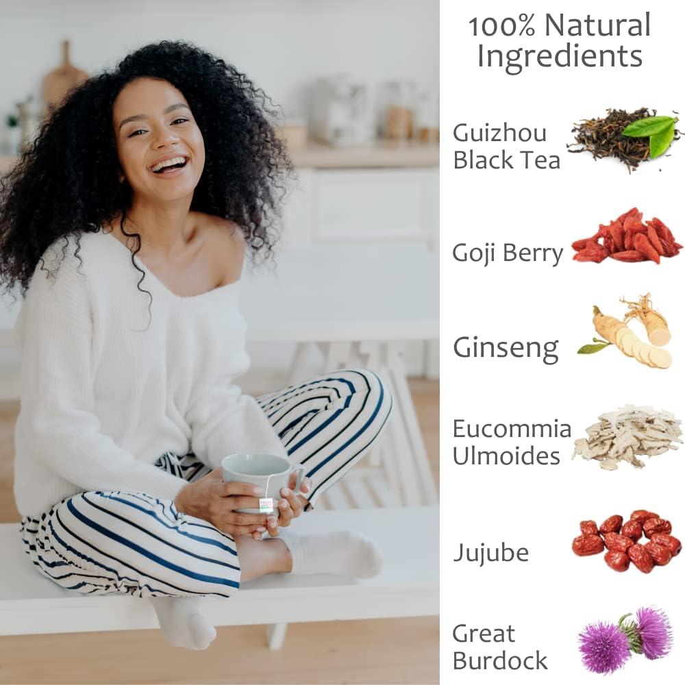 imageTh EnergyBoost Happy Detox Tea Cure de 4 semaines 28 sachets Boisson nergisante Naturelle Sans Sucre Vegan