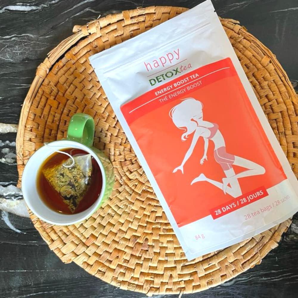 imageTh EnergyBoost Happy Detox Tea Cure de 4 semaines 28 sachets Boisson nergisante Naturelle Sans Sucre Vegan