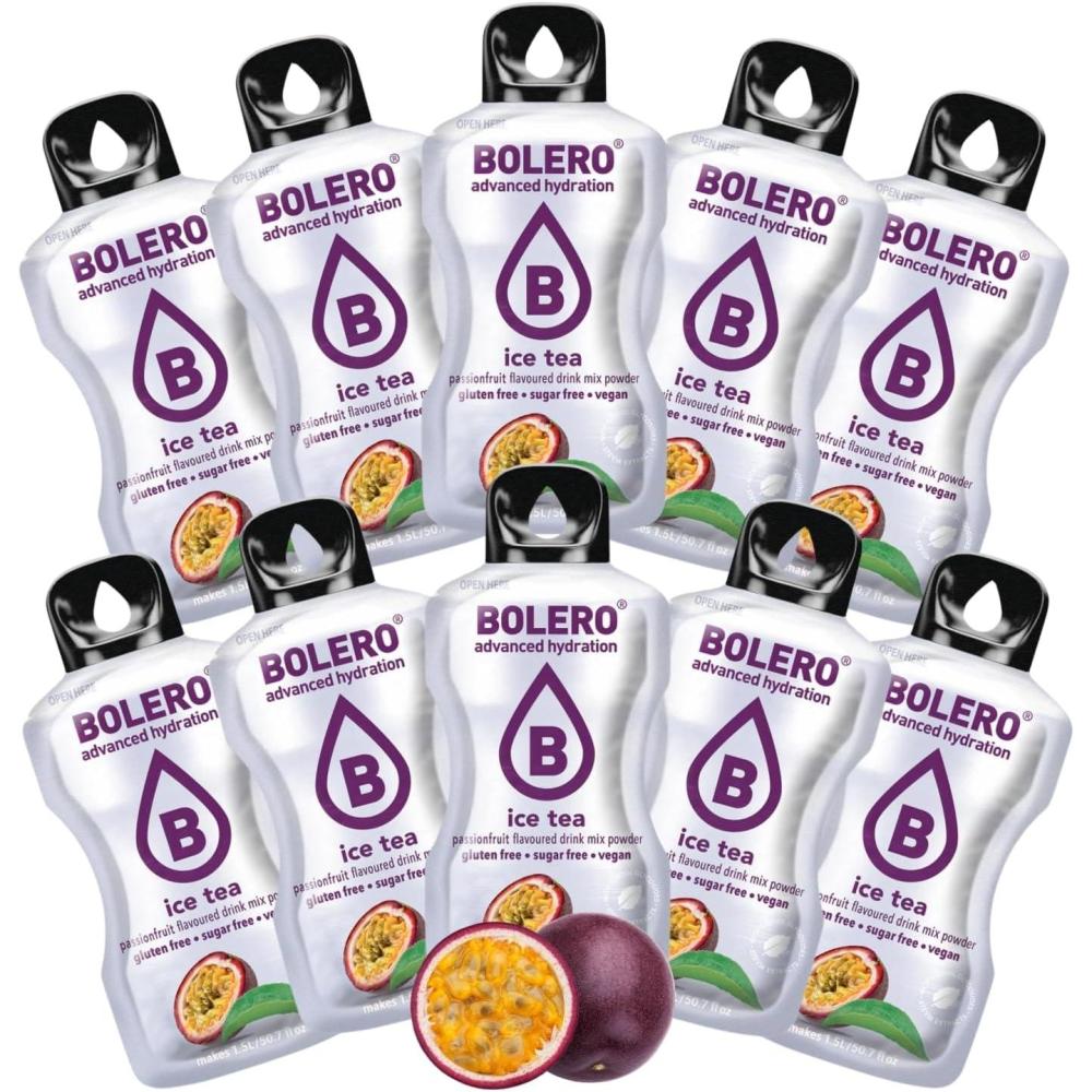 imageBOLERO ICE TEA Pche 10 sticks 8g de Poudre pour Boisson sans sucre la Stevia Sans Conservateur ni colorants artificiels Faible en calories il convient pour toute la FamilleIce Tea Passion