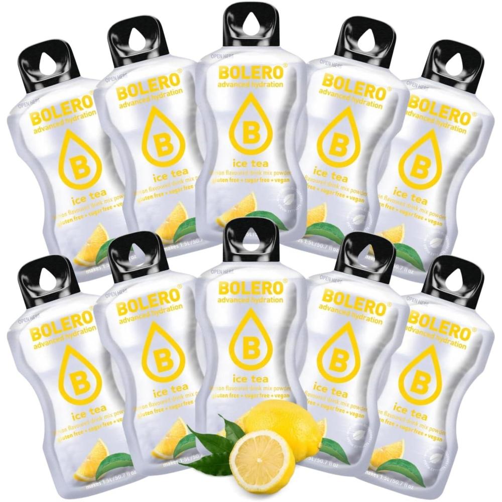 imageBOLERO ICE TEA Pche 10 sticks 8g de Poudre pour Boisson sans sucre la Stevia Sans Conservateur ni colorants artificiels Faible en calories il convient pour toute la FamilleIce Tea Citron