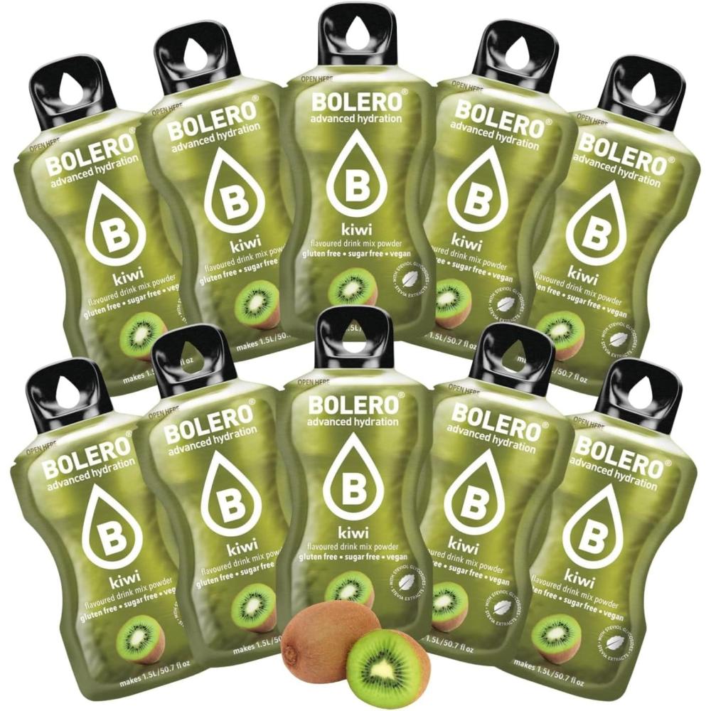 imageBOLERO Pina Colada 10 sticks 9g de Poudre pour Boisson sans sucre la Stevia Sans Conservateur ni colorants artificiels Faible en calories il convient pour toute la FamilleKiwi