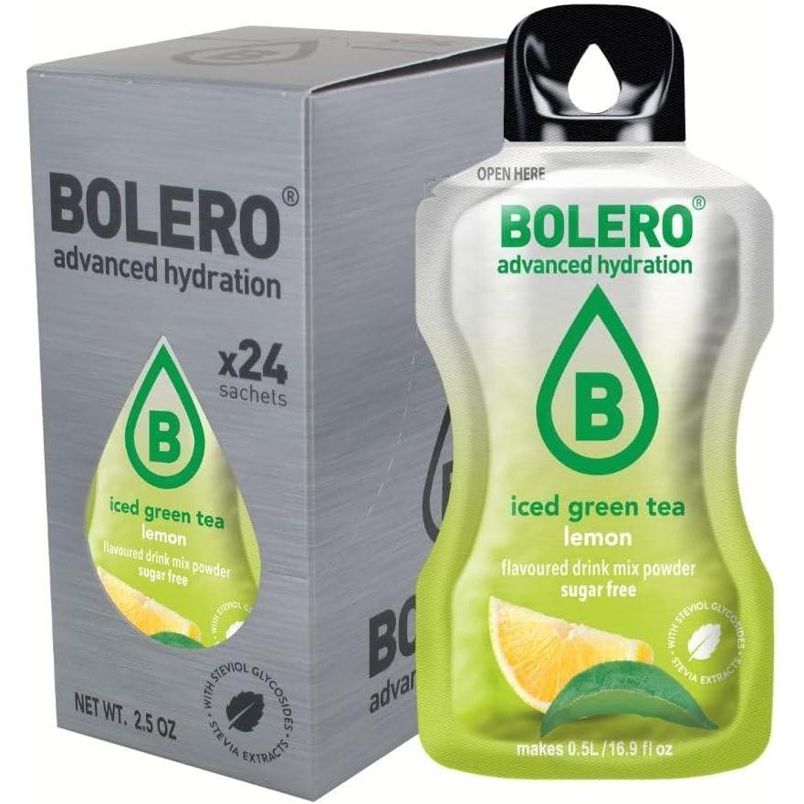 imageBolero TH VERT GLAC CITRON 24x3g Poudre pour boisson sans sucre dulcore la stvia vitamine C convient aux enfants aux sportifs et aux diabtiques sans gluten