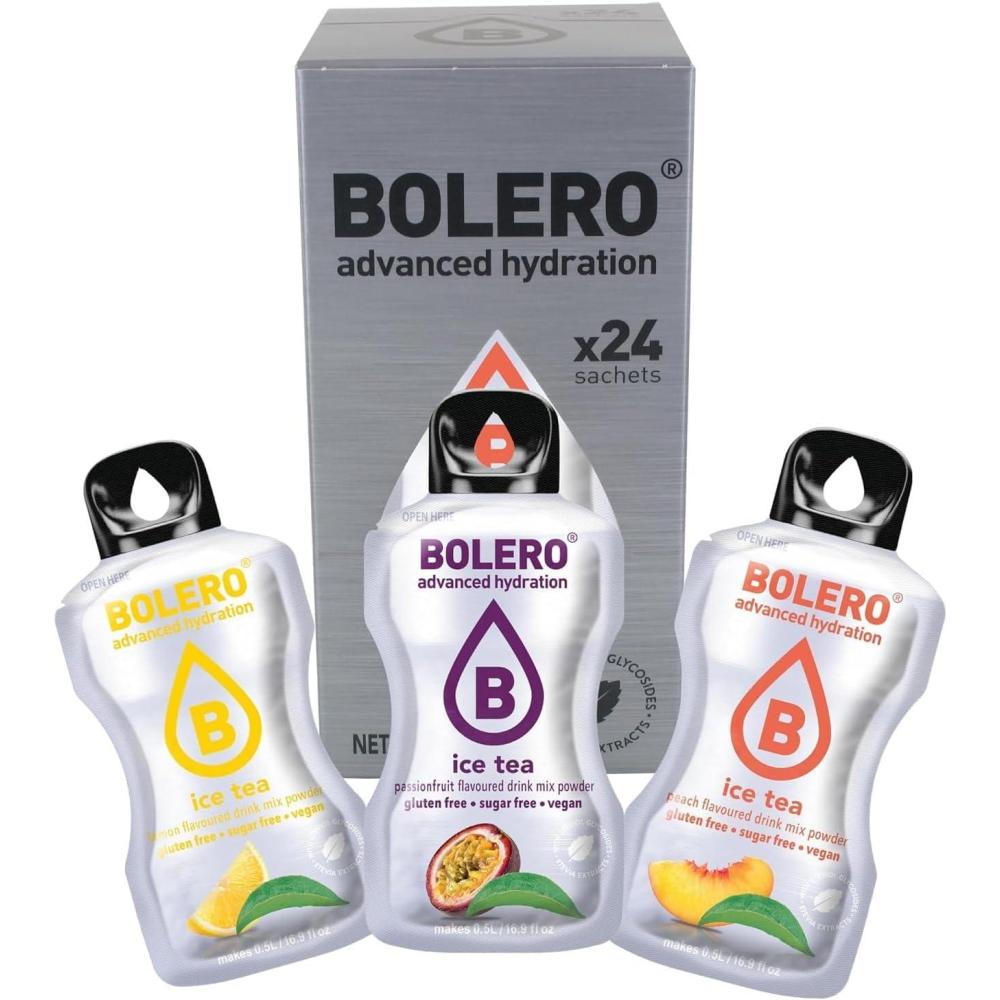 imageBolero boissons ICE TEA MIX STICKS 24x3g I boisson rafrachissante en poudre sans sucre dulcore la stvia boisson hypocalorique la vitamine C