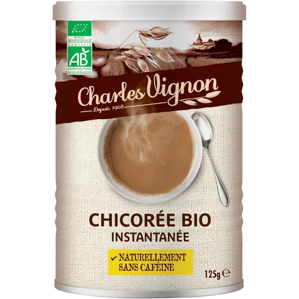 imageCharles Vignon  Chicore Bio Instantane  100 Chicore Torrfie  Sans Cafine ampamp Sans Sucres Ajouts  Nutriscore A  Bote Recyclable  125 g125 g Lot de 1