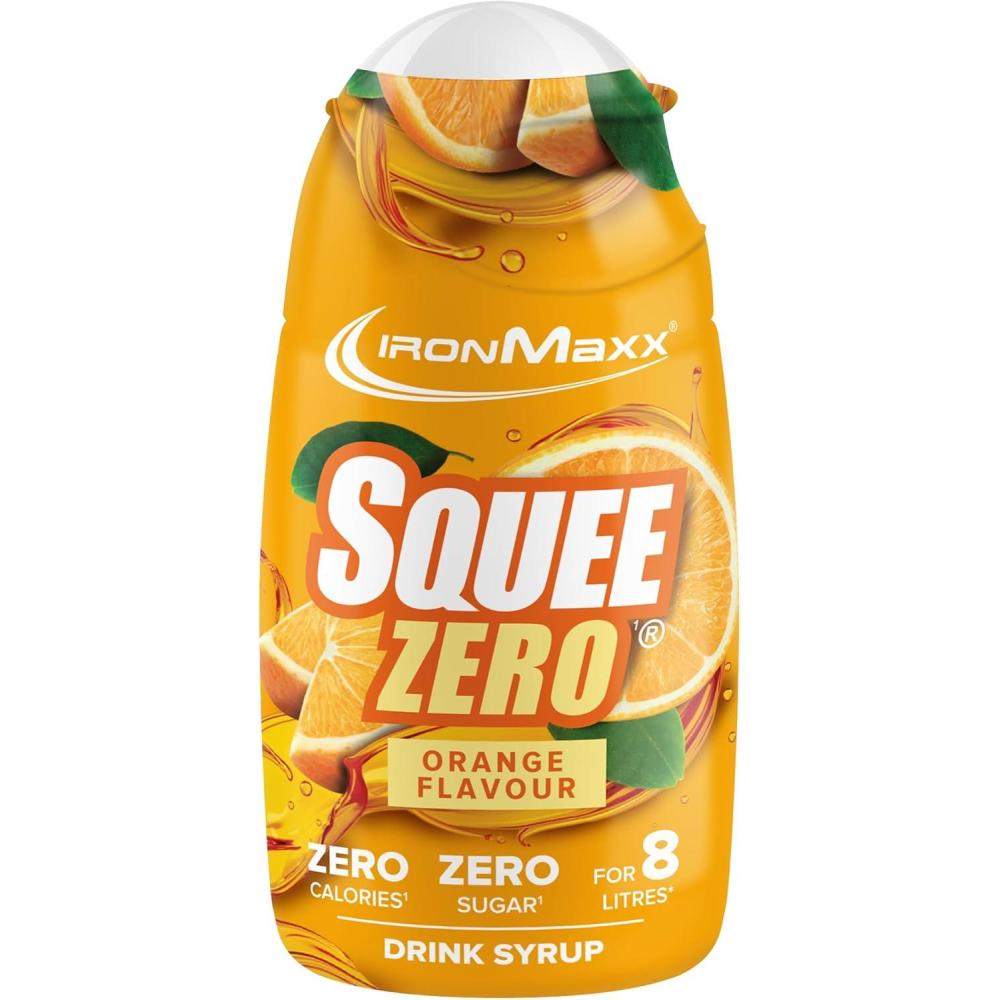 imageIronMaxx SqueeZero Sirop sans sucre ampamp zero calorie Pomme Verte 65ml Boisson sans sucre au got rafrachissant Prpare jusqu 8 litres de boisson zero sucreOrange