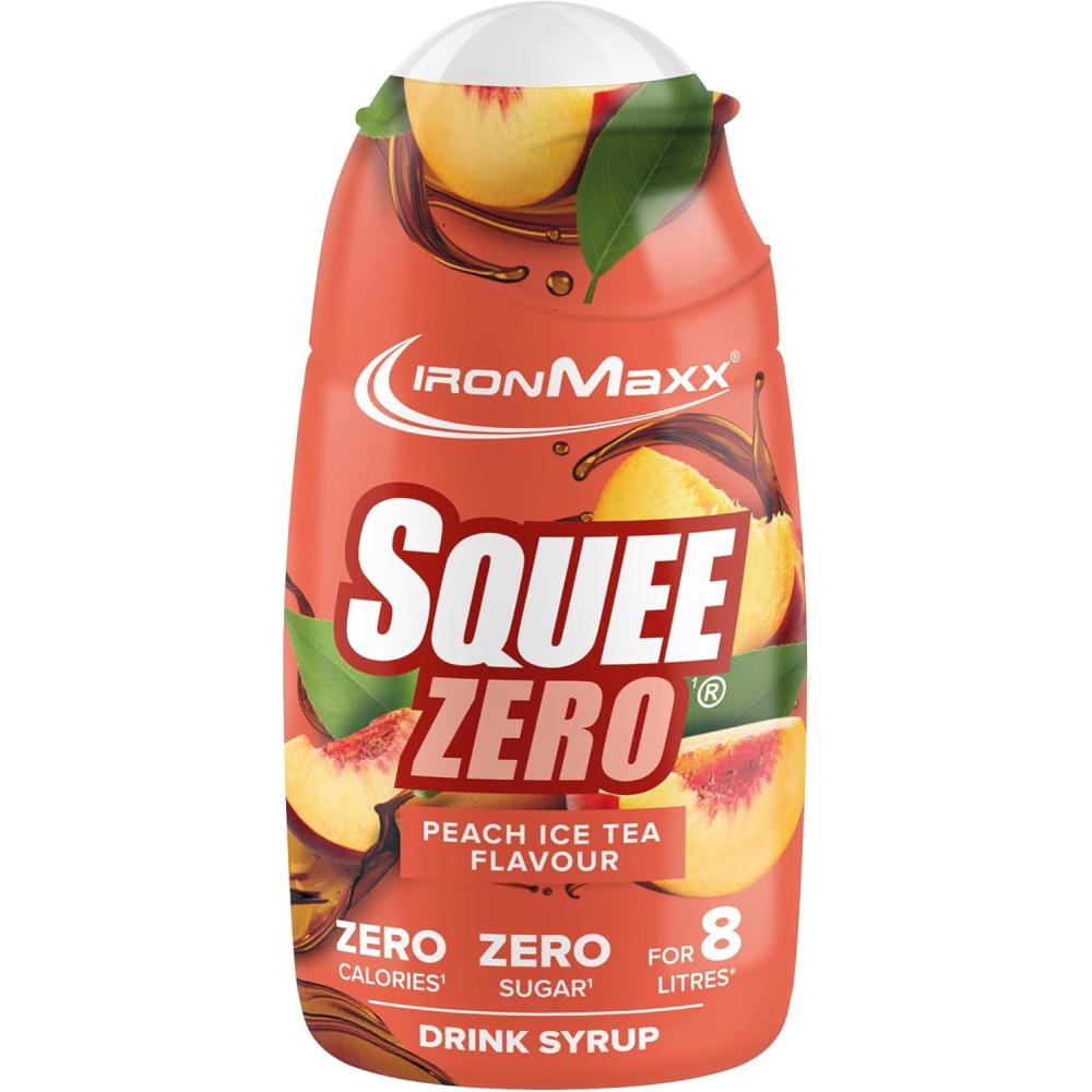 imageIronMaxx SqueeZero Sirop sans sucre ampamp zero calorie Pomme Verte 65ml Boisson sans sucre au got rafrachissant Prpare jusqu 8 litres de boisson zero sucrePeach Ice Tea