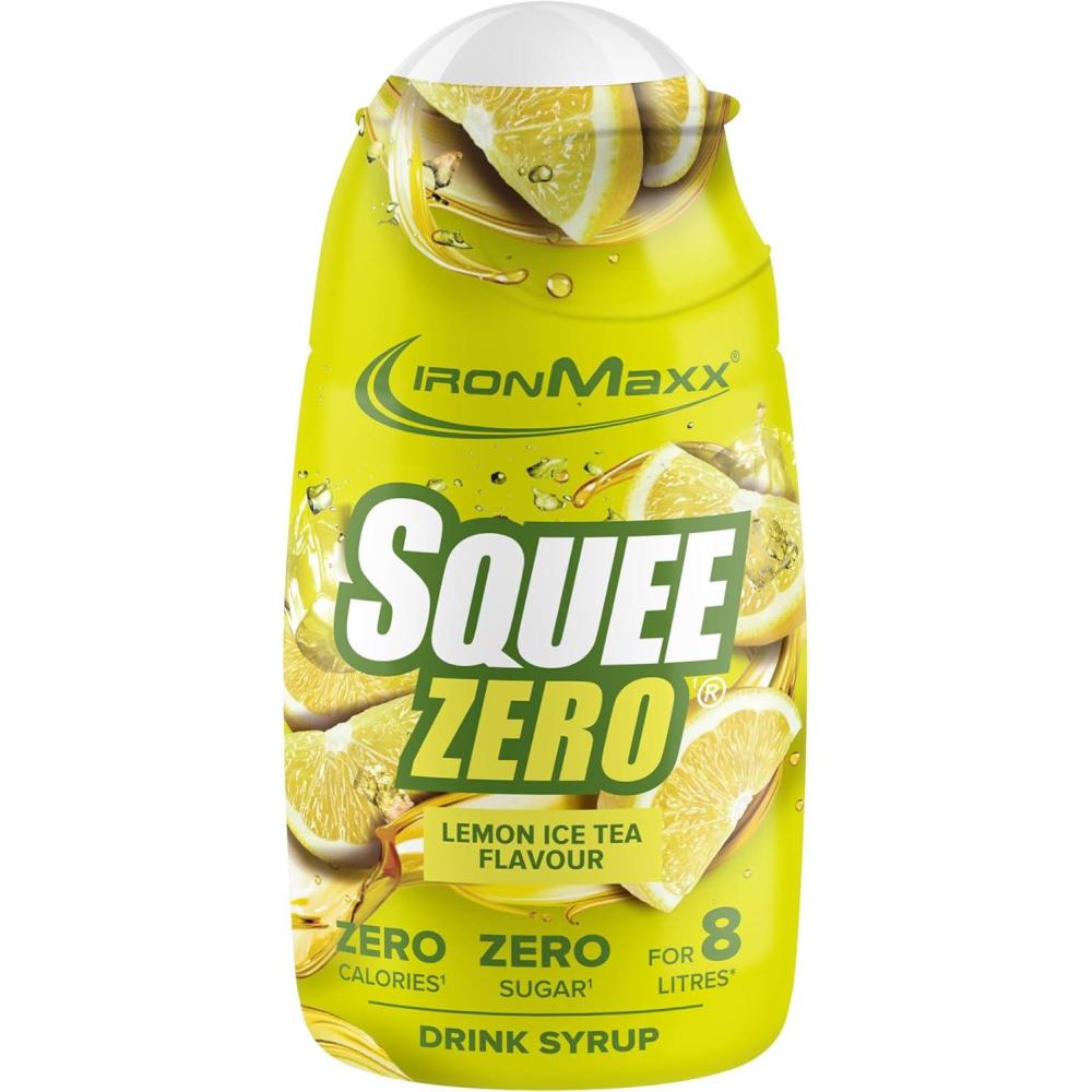imageIronMaxx SqueeZero Sirop sans sucre ampamp zero calorie Pomme Verte 65ml Boisson sans sucre au got rafrachissant Prpare jusqu 8 litres de boisson zero sucreLemon Ice Tea