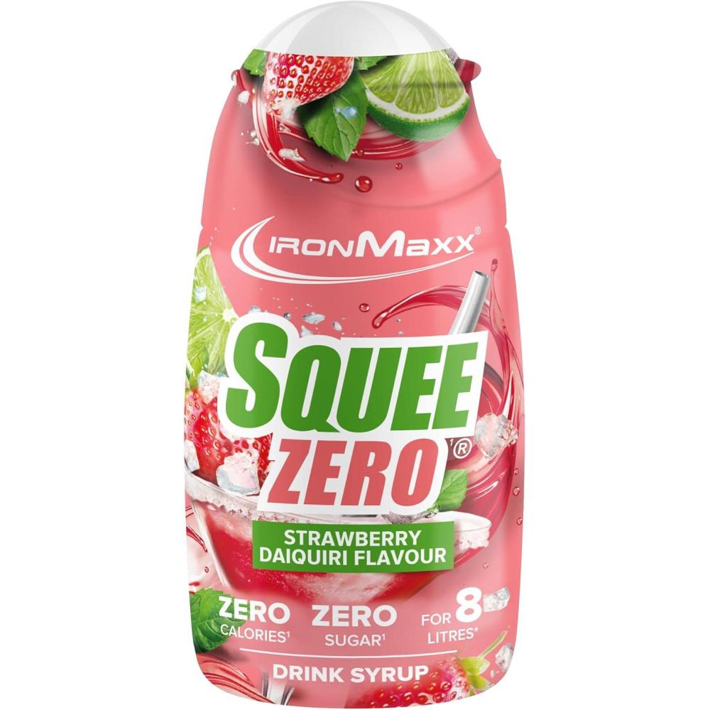 imageIronMaxx SqueeZero Sirop sans sucre ampamp zero calorie Pomme Verte 65ml Boisson sans sucre au got rafrachissant Prpare jusqu 8 litres de boisson zero sucreStrawberry Daiquiri