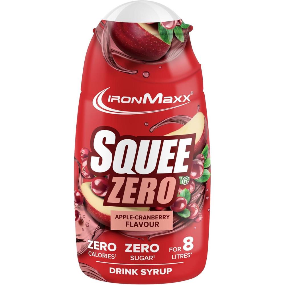imageIronMaxx SqueeZero Sirop sans sucre ampamp zero calorie Pomme Verte 65ml Boisson sans sucre au got rafrachissant Prpare jusqu 8 litres de boisson zero sucreApple Cranberry