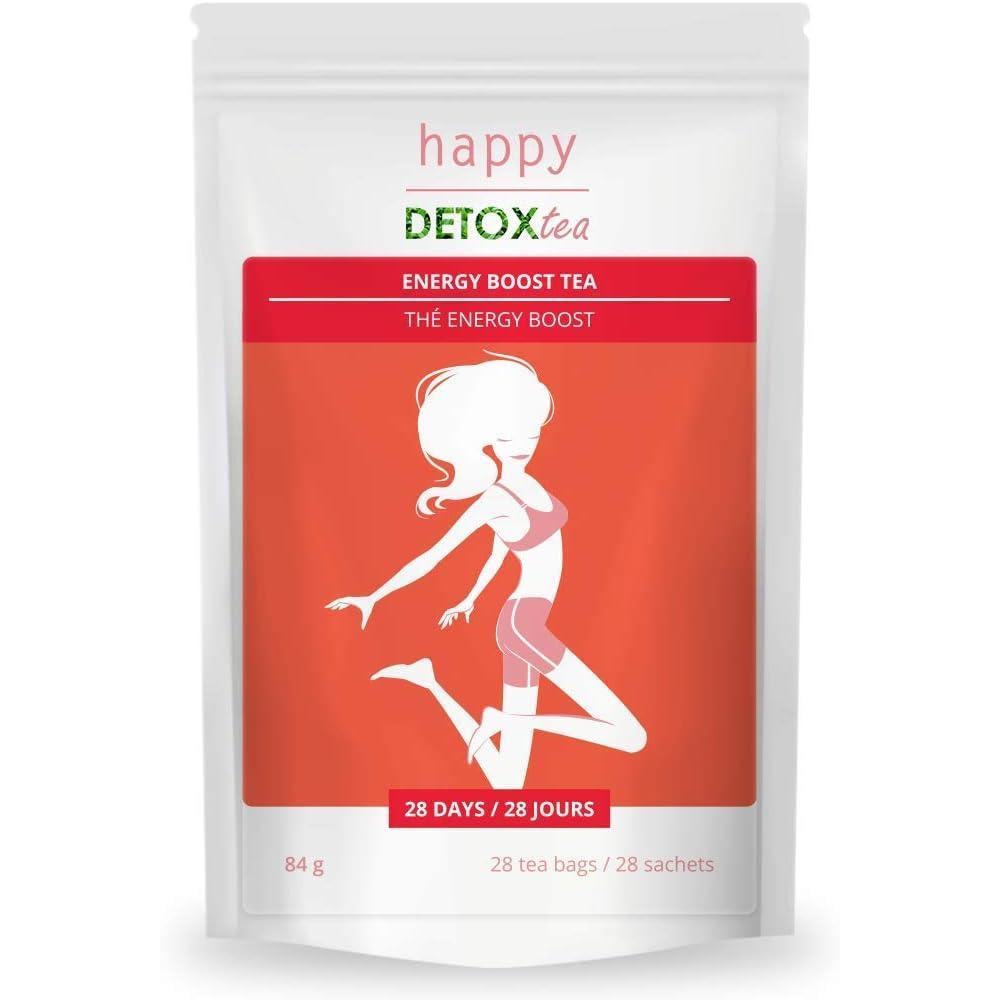 imageTh EnergyBoost Happy Detox Tea Cure de 4 semaines 28 sachets Boisson nergisante Naturelle Sans Sucre Vegan