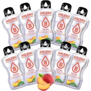 BOLERO ICE TEA Pêche | 10 sticks 8g de Poudre pour Boisson sans sucre à la Stevia | Sans Conservateur ni colorants artificiels, Faible en calories, il convient pour toute la Famille(Ice Tea Peche)