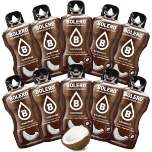 BOLERO Pina Colada | 10 sticks 9g de Poudre pour Boisson sans sucre à la Stevia | Sans Conservateur ni colorants artificiels, Faible en calories, il convient pour toute la Famille(Coco)